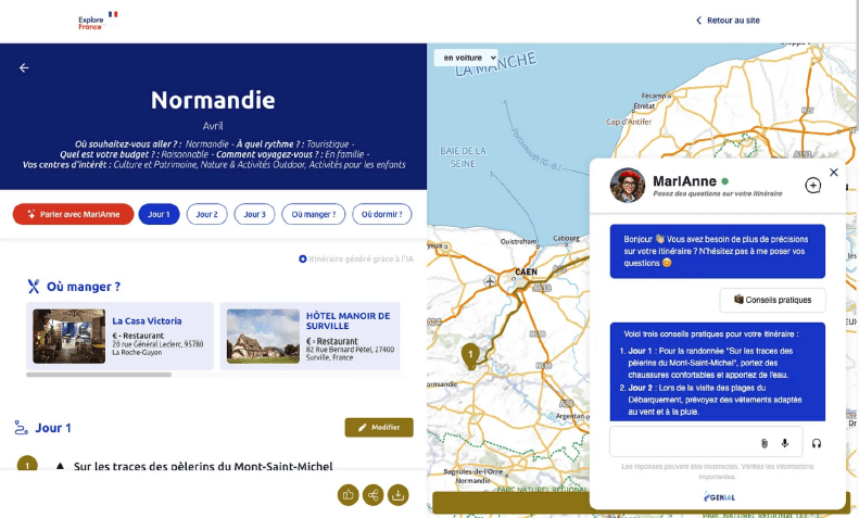 MarIAnne l'outil d'intelligence artificielle d'Atout France pour créer des itinéraires découvertes en France