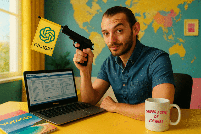 Agent de voyage qui utilise l'intelligence artificielle pour faciliter son travail dans le tourisme